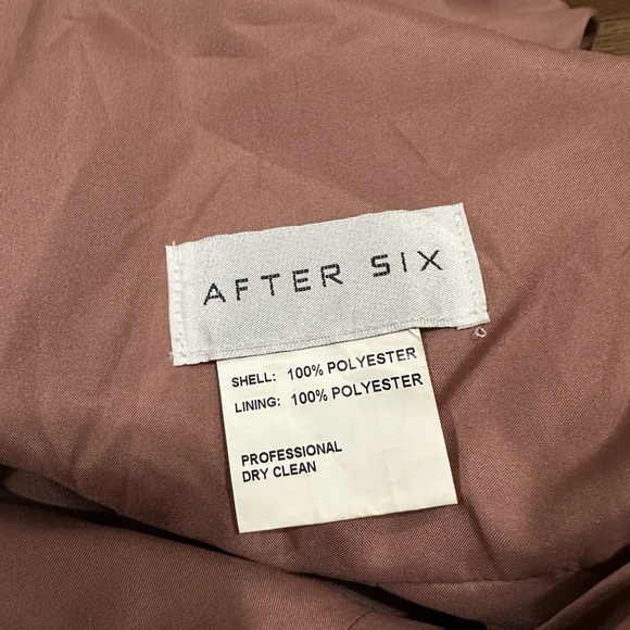 After Six OFF-THE-SHOULDER CHIFFON TRUMPET GOWN DESERT ROSE size 4 style 1517 - Picture 5 of 9